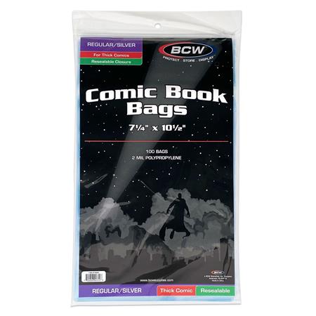 RESEALABLE SILVER REGULAR COMIC BAGS THICK (PP) (PACK OF 100) BCW