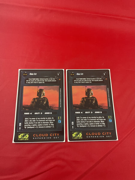 2x Star Wars CCG Cloud City Boba Fett oversized Sticker Promo