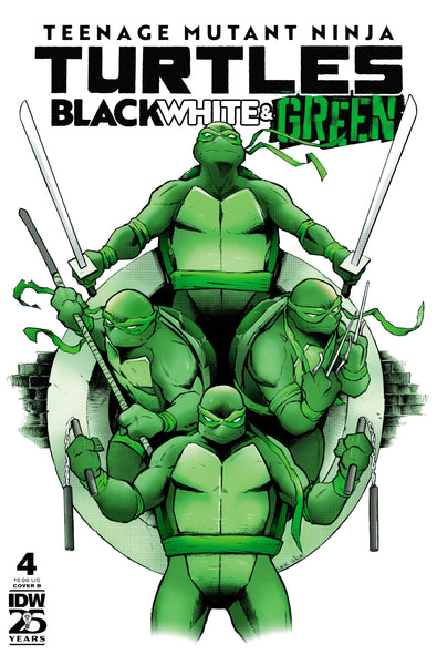 TMNT BLACK WHITE & GREEN #4 CVR B GARBETT